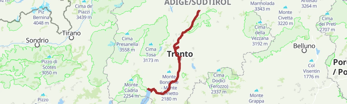 Route map: Tour to the Garda Lake